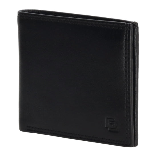 Geldbörse Querformat 10,5 x 9cm in Schwarz mit extra Kartenklappe - leder-accessoires.com