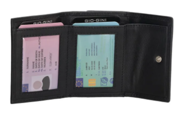 Geldbörse Querformat 9,5 x 8cm in Schwarz aus Leder - leder-accessoires.com