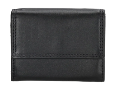 Geldbörse Querformat 9,5 x 8cm in Schwarz aus Leder - leder-accessoires.com
