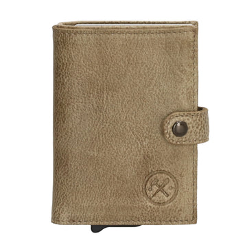 Safety Wallet 7,2x10cm Leder Sand – Schlanke Geldbörse mit Kartenhalter - leder-accessoires.com