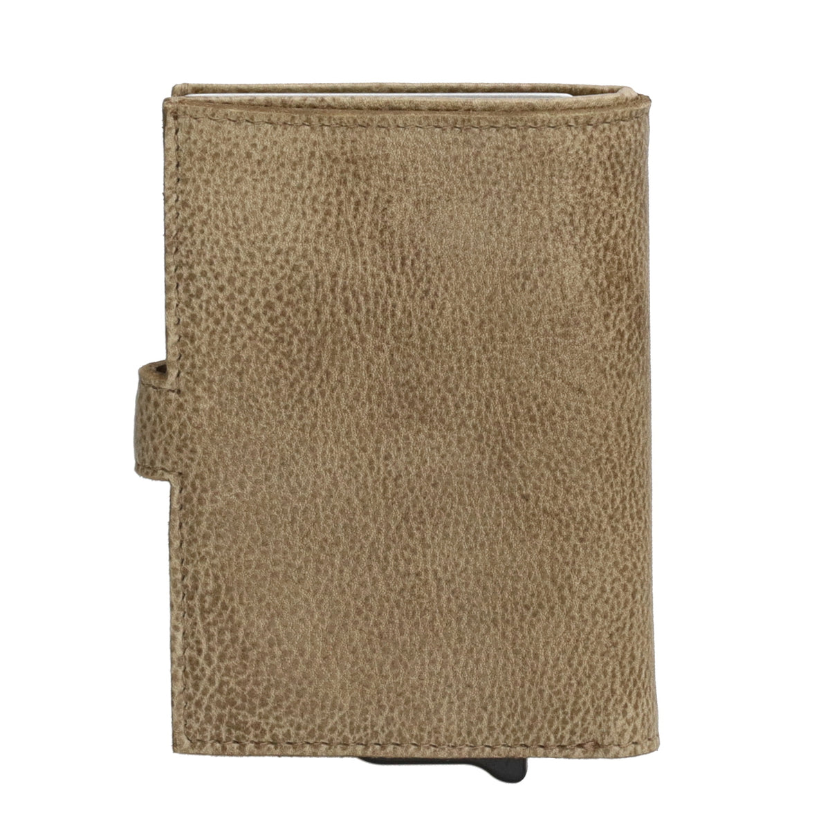 Safety Wallet 7,2x10cm Leder Sand – Schlanke Geldbörse mit Kartenhalter - leder-accessoires.com