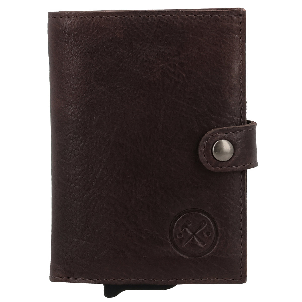 Safety Wallet 7,2x10cm Leder Dunkelbraun – Kompakte Geldbörse mit Kartenfächern - leder-accessoires.com