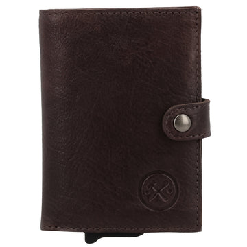 Safety Wallet 7,2x10cm Leder Dunkelbraun – Kompakte Geldbörse mit Kartenfächern - leder-accessoires.com