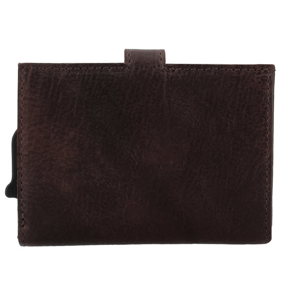 Safety Wallet 7,2x10cm Leder Dunkelbraun – Kompakte Geldbörse mit Kartenfächern - leder-accessoires.com