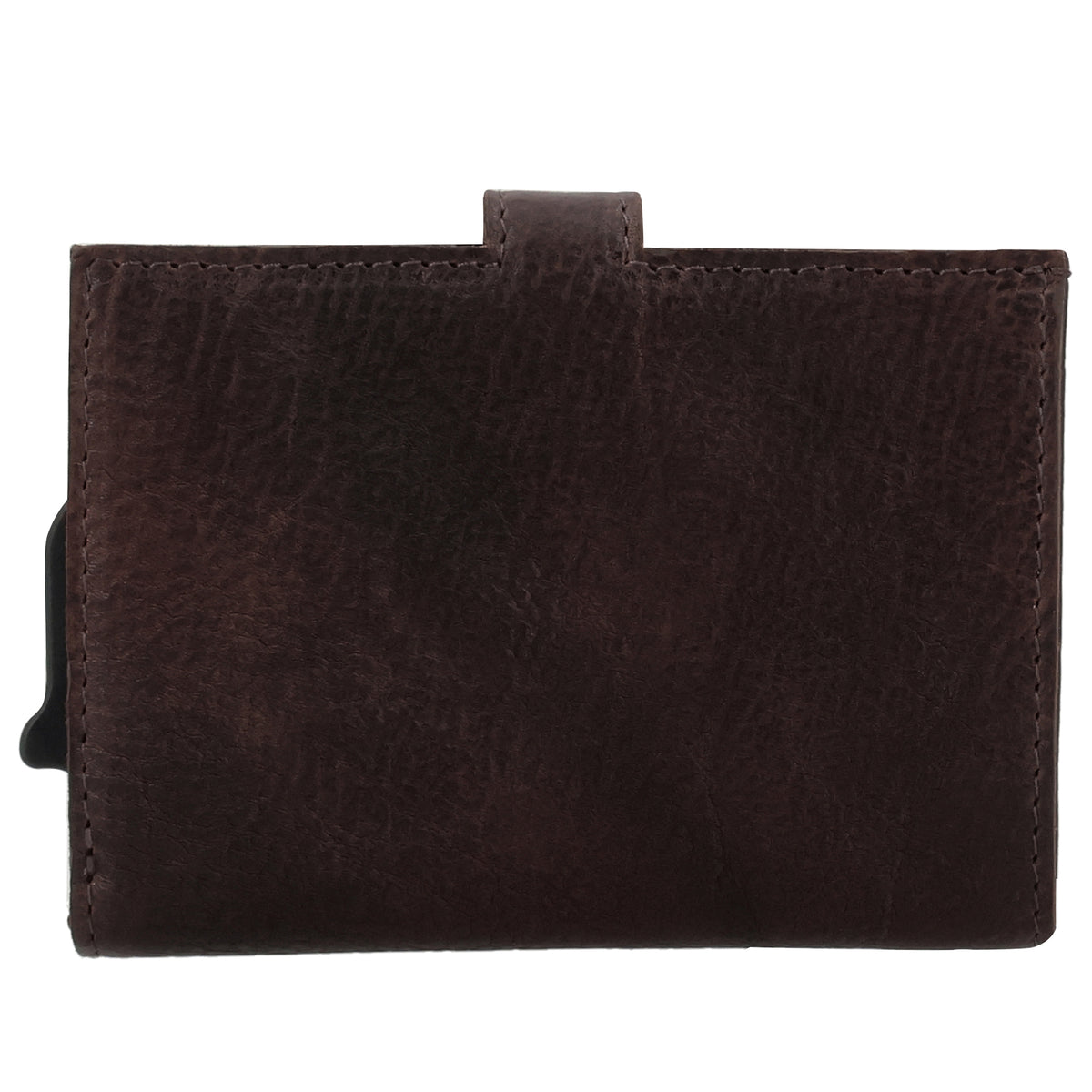 Safety Wallet 7,2x10cm Leder Dunkelbraun – Kompakte Geldbörse mit Kartenfächern - leder-accessoires.com