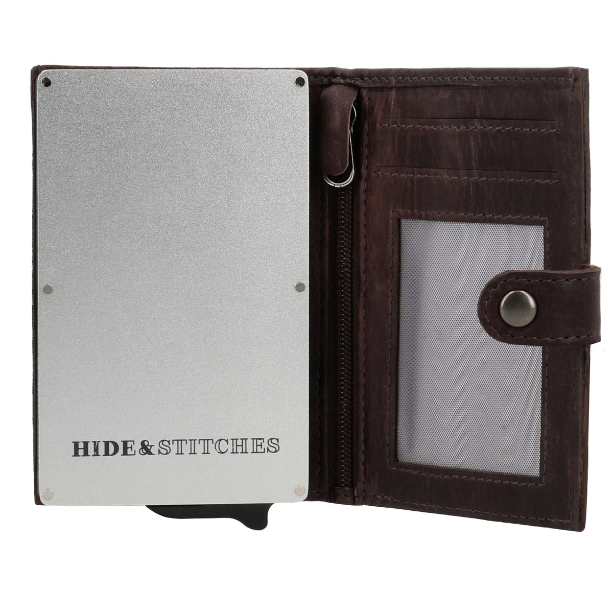 Safety Wallet 7,2x10cm Leder Dunkelbraun – Kompakte Geldbörse mit Kartenfächern - leder-accessoires.com