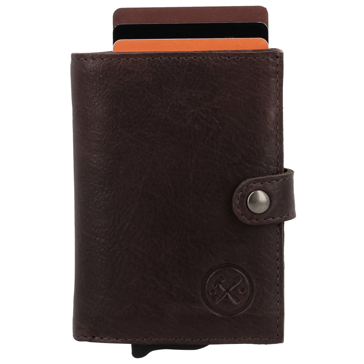 Safety Wallet 7,2x10cm Leder Dunkelbraun – Kompakte Geldbörse mit Kartenfächern - leder-accessoires.com