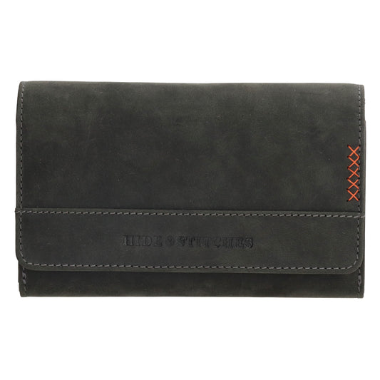 Lederbörse 16x8cm mit Überschlag in Schwarz und RFID-Schutz - leder-accessoires.com