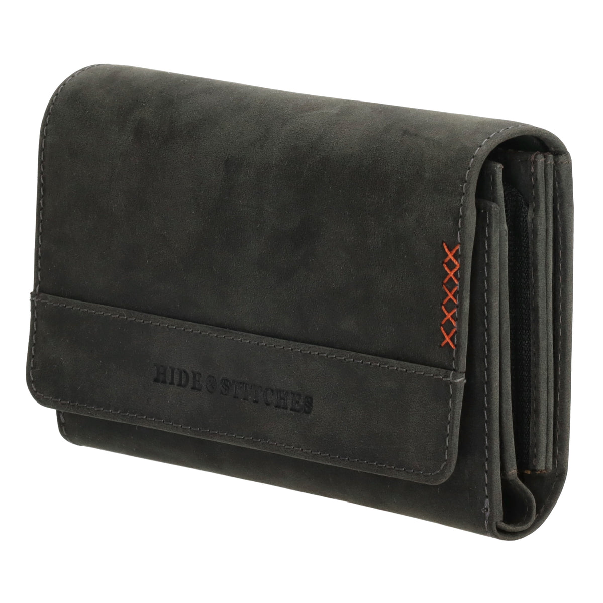 Lederbörse 16x8cm mit Überschlag in Schwarz und RFID-Schutz - leder-accessoires.com