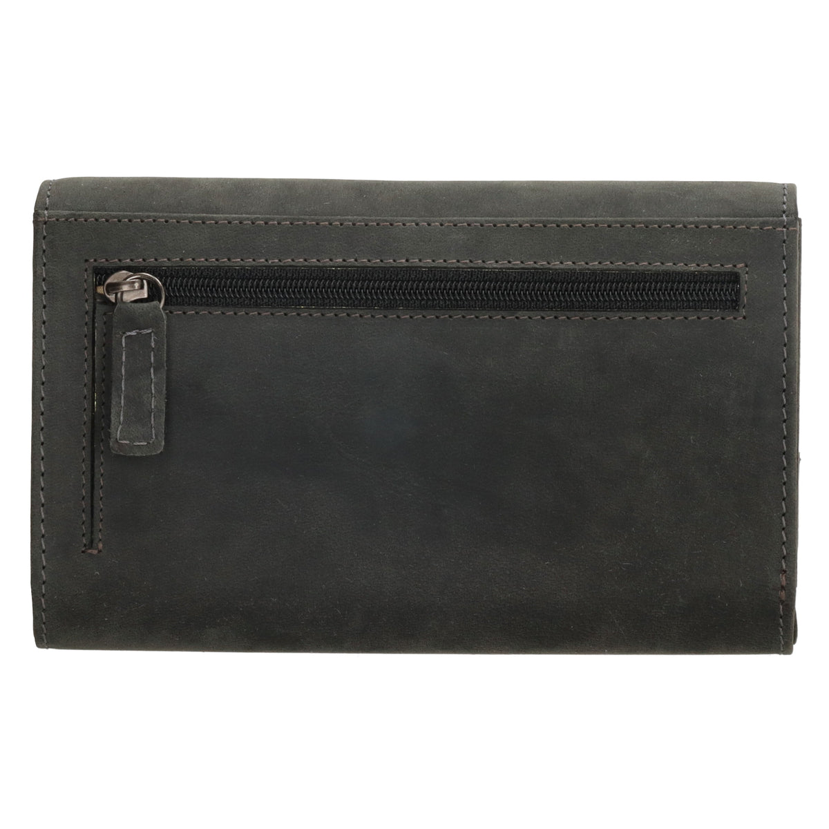 Lederbörse 16x8cm mit Überschlag in Schwarz und RFID-Schutz - leder-accessoires.com
