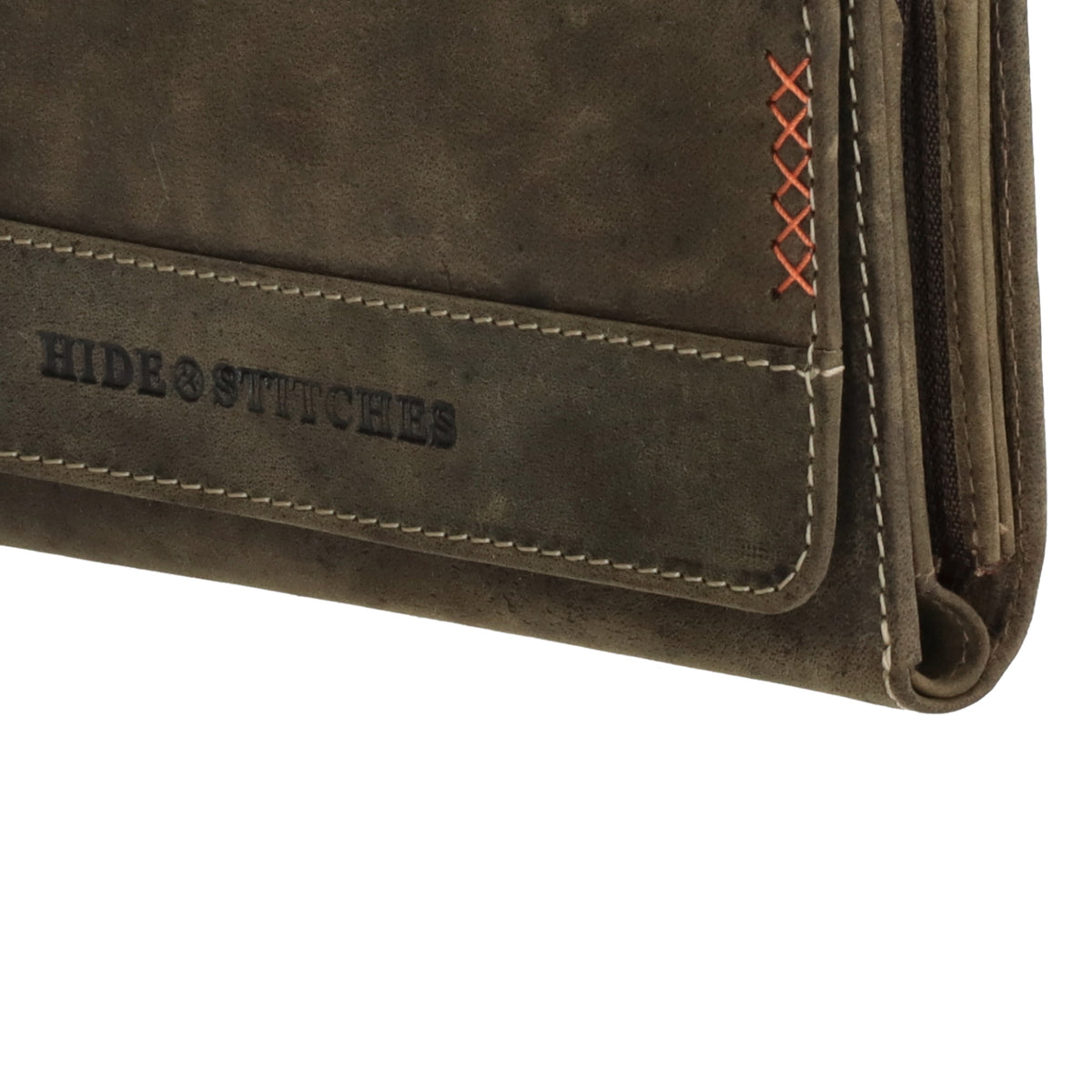 Lederbörse 16x8cm mit Überschlag in Oliv und RFID-Schutz - leder-accessoires.com