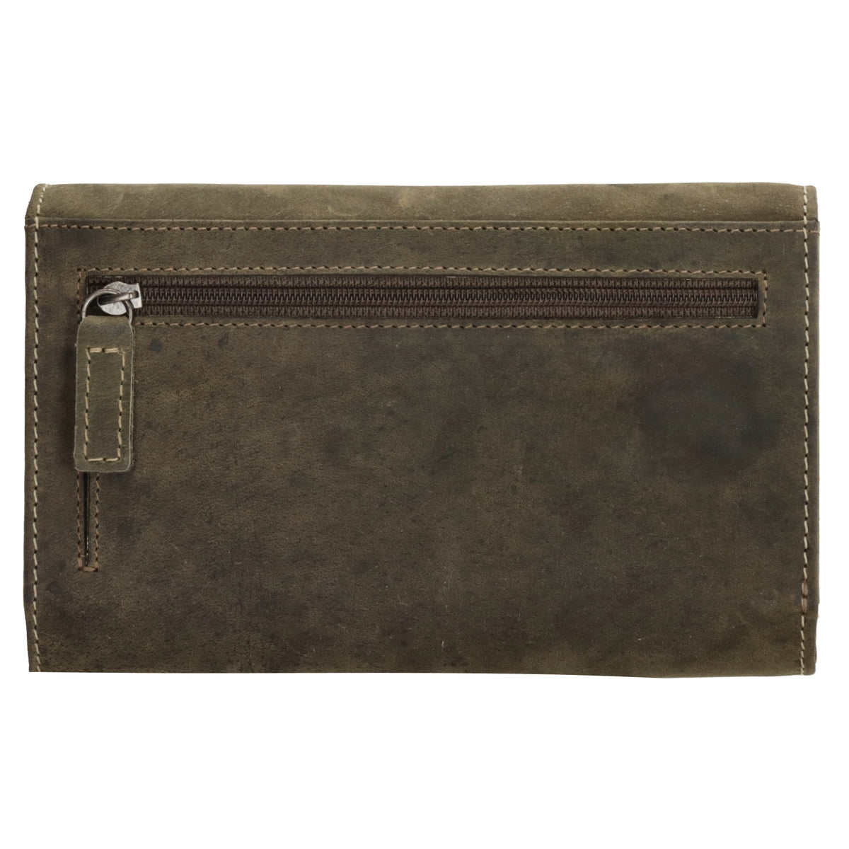 Lederbörse 16x8cm mit Überschlag in Oliv und RFID-Schutz - leder-accessoires.com
