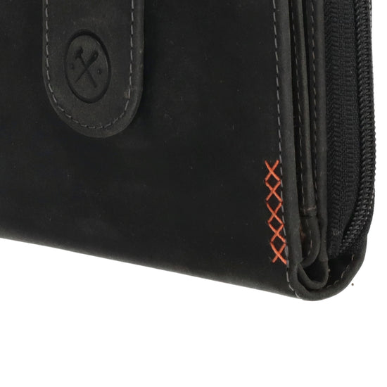 Börse in Schwarz 12,5 x 9 cm mit separatem Münzfach - leder-accessoires.com