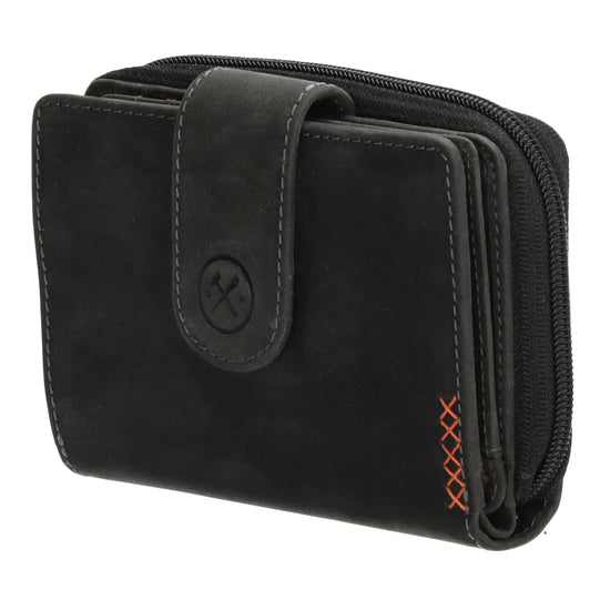 Börse in Schwarz 12,5 x 9 cm mit separatem Münzfach - leder-accessoires.com