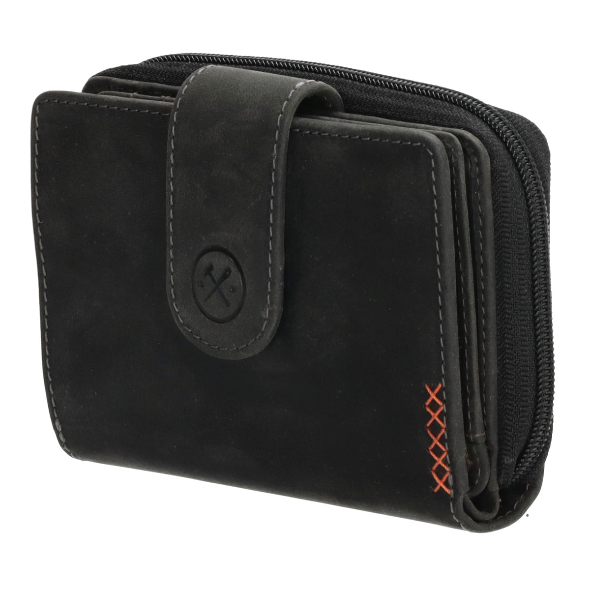 Börse in Schwarz 12,5 x 9 cm mit separatem Münzfach - leder-accessoires.com