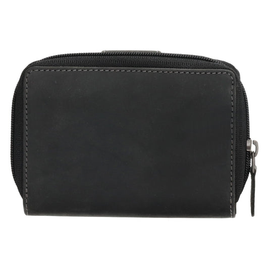 Börse in Schwarz 12,5 x 9 cm mit separatem Münzfach - leder-accessoires.com