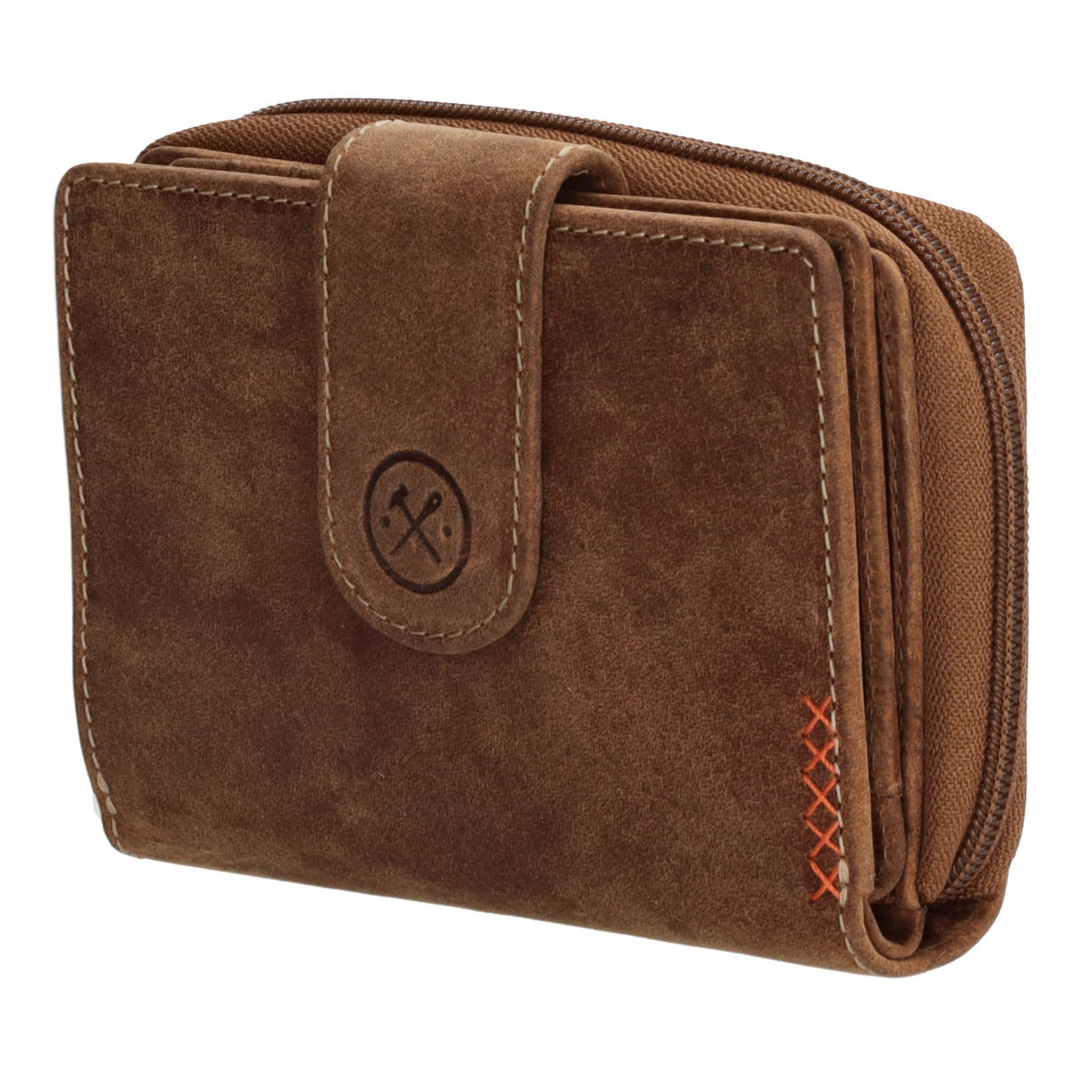 Börse in Cognac 12,5 x 9 cm mit separatem Münzfach - leder-accessoires.com
