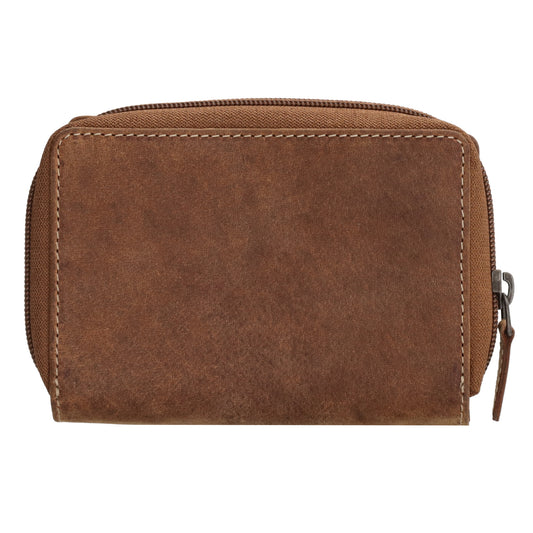 Börse in Cognac 12,5 x 9 cm mit separatem Münzfach - leder-accessoires.com