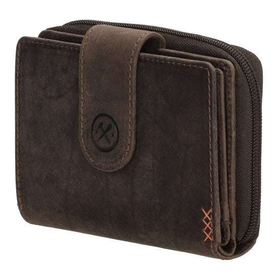 Börse in Braun 12,5 x 9 cm mit separatem Münzfach - leder-accessoires.com