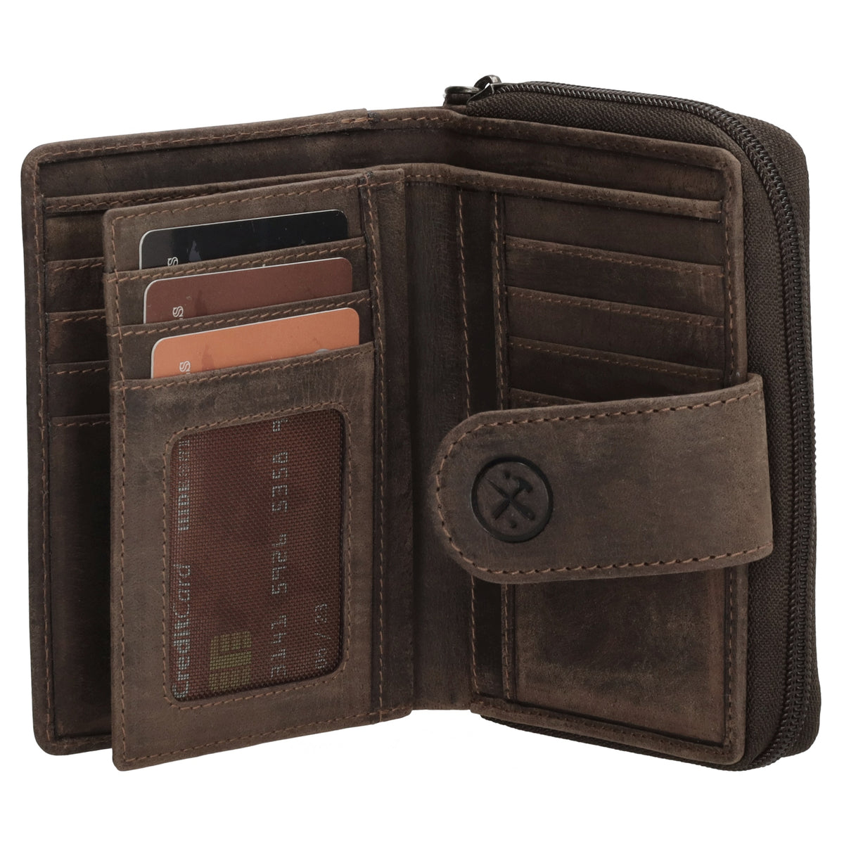 Börse in Braun 12,5 x 9 cm mit separatem Münzfach - leder-accessoires.com