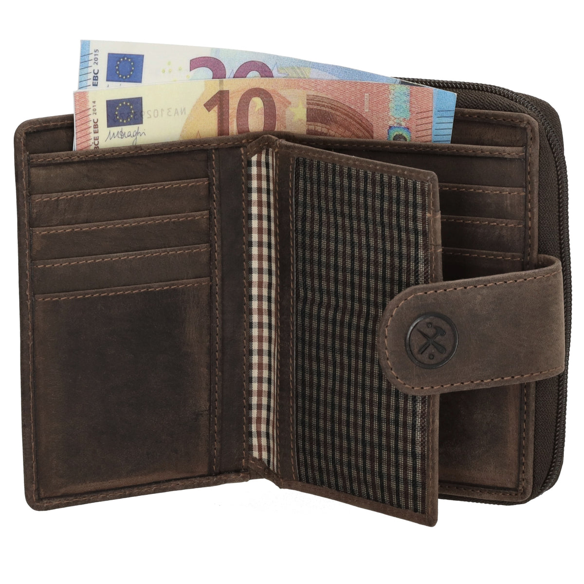 Börse in Braun 12,5 x 9 cm mit separatem Münzfach - leder-accessoires.com