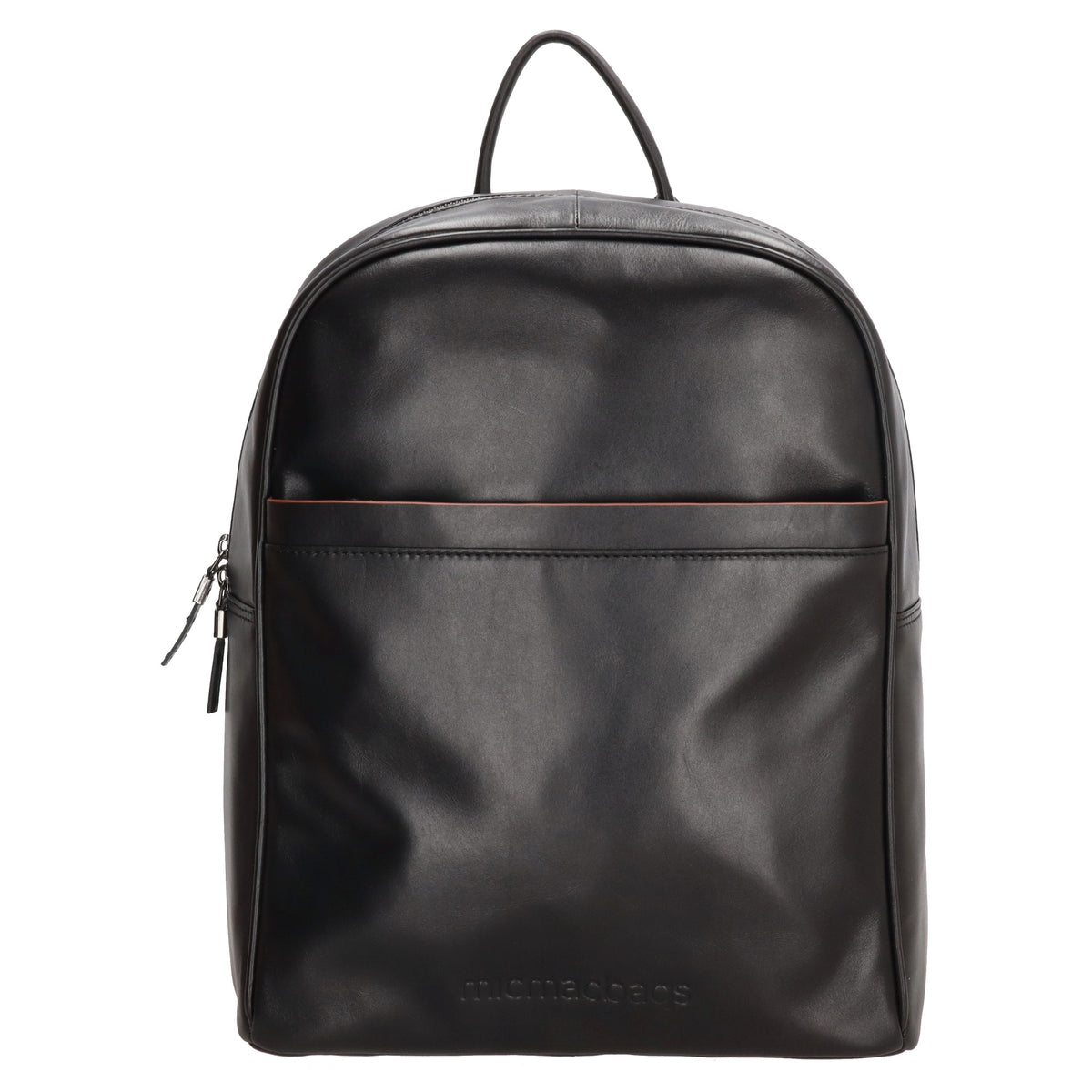 Lederrucksack 29x41cm in Schwarz mit Reißverschluss und Vortasche - leder-accessoires.com