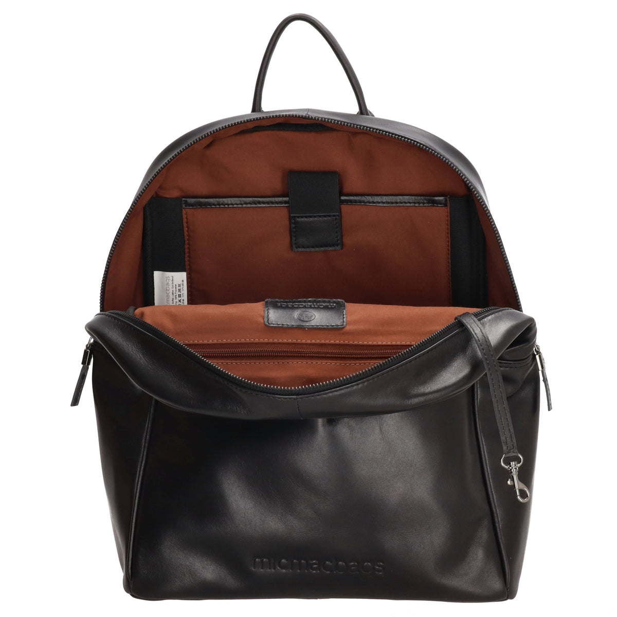Lederrucksack 29x41cm in Schwarz mit Reißverschluss und Vortasche - leder-accessoires.com