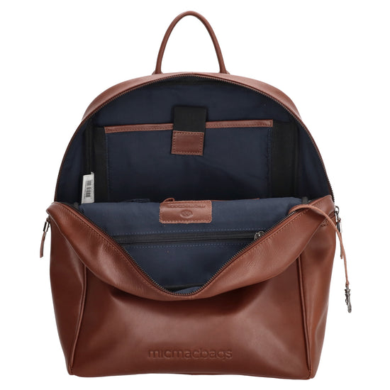 Lederrucksack 29x41cm in Braun mit Reißverschluss und Vortasche - leder-accessoires.com
