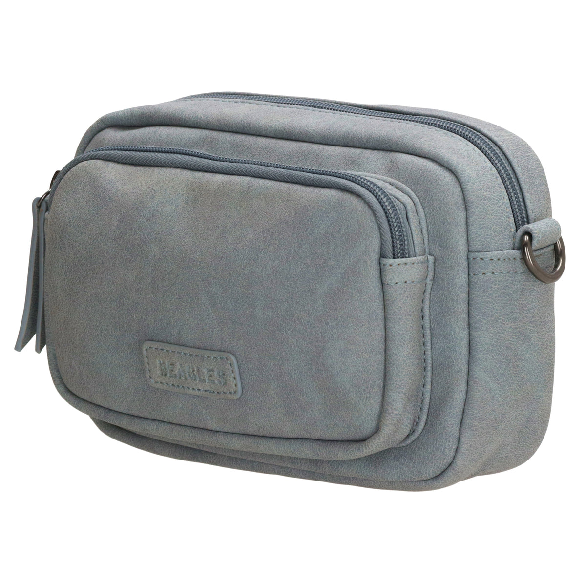 Umhängetasche 18x12cm Hellblau mit Vortasche in Lederoptik - leder-accessoires.com