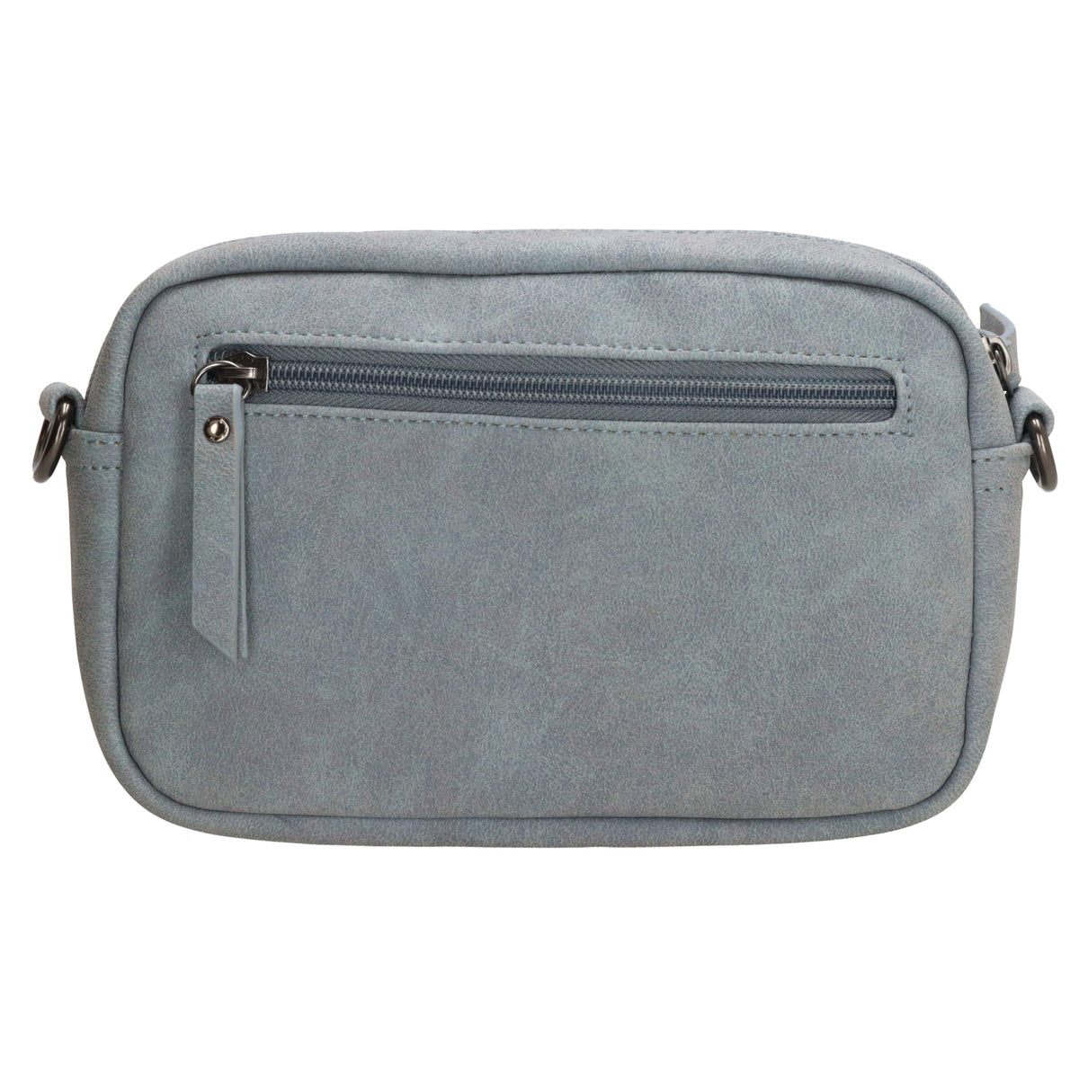 Umhängetasche 18x12cm Hellblau mit Vortasche in Lederoptik - leder-accessoires.com