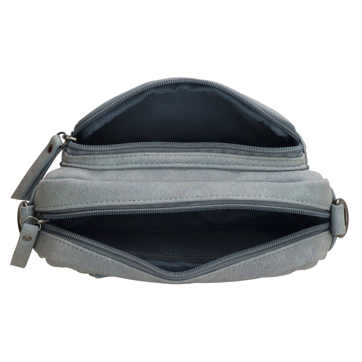 Umhängetasche 18x12cm Hellblau mit Vortasche in Lederoptik - leder-accessoires.com