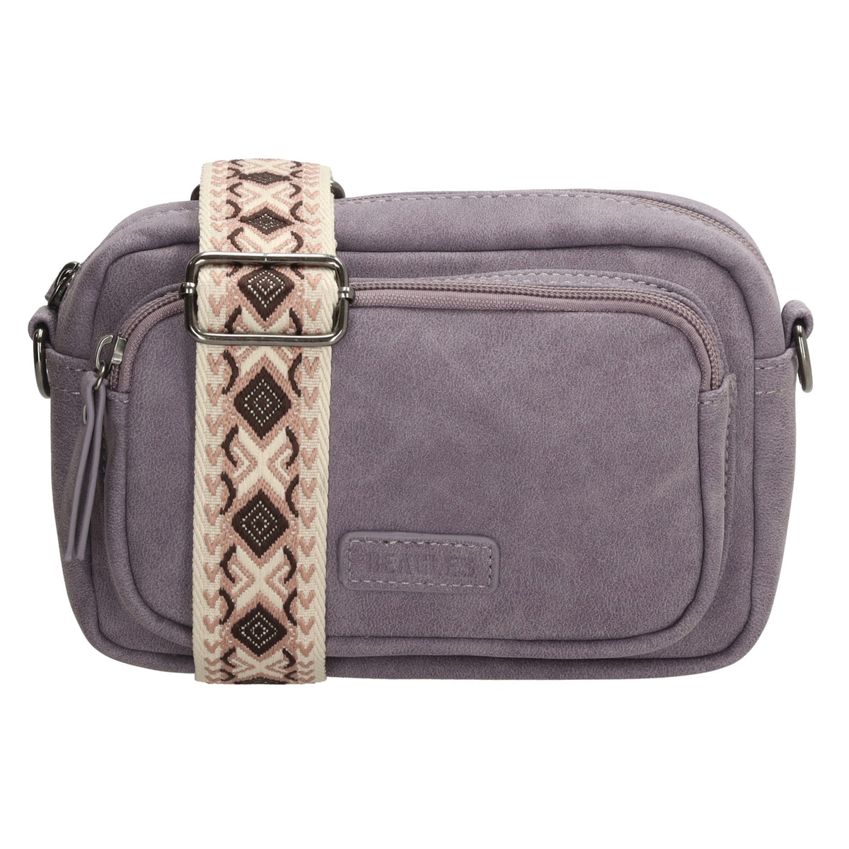 Umhängetasche 18x12cm Lila mit Vortasche in Lederoptik - leder-accessoires.com