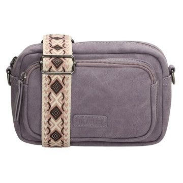 Umhängetasche 18x12cm Lila mit Vortasche in Lederoptik - leder-accessoires.com