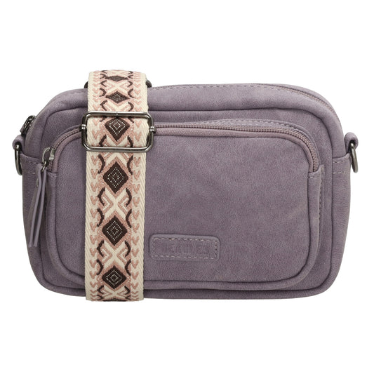 Umhängetasche 18x12cm Lila mit Vortasche in Lederoptik - leder-accessoires.com