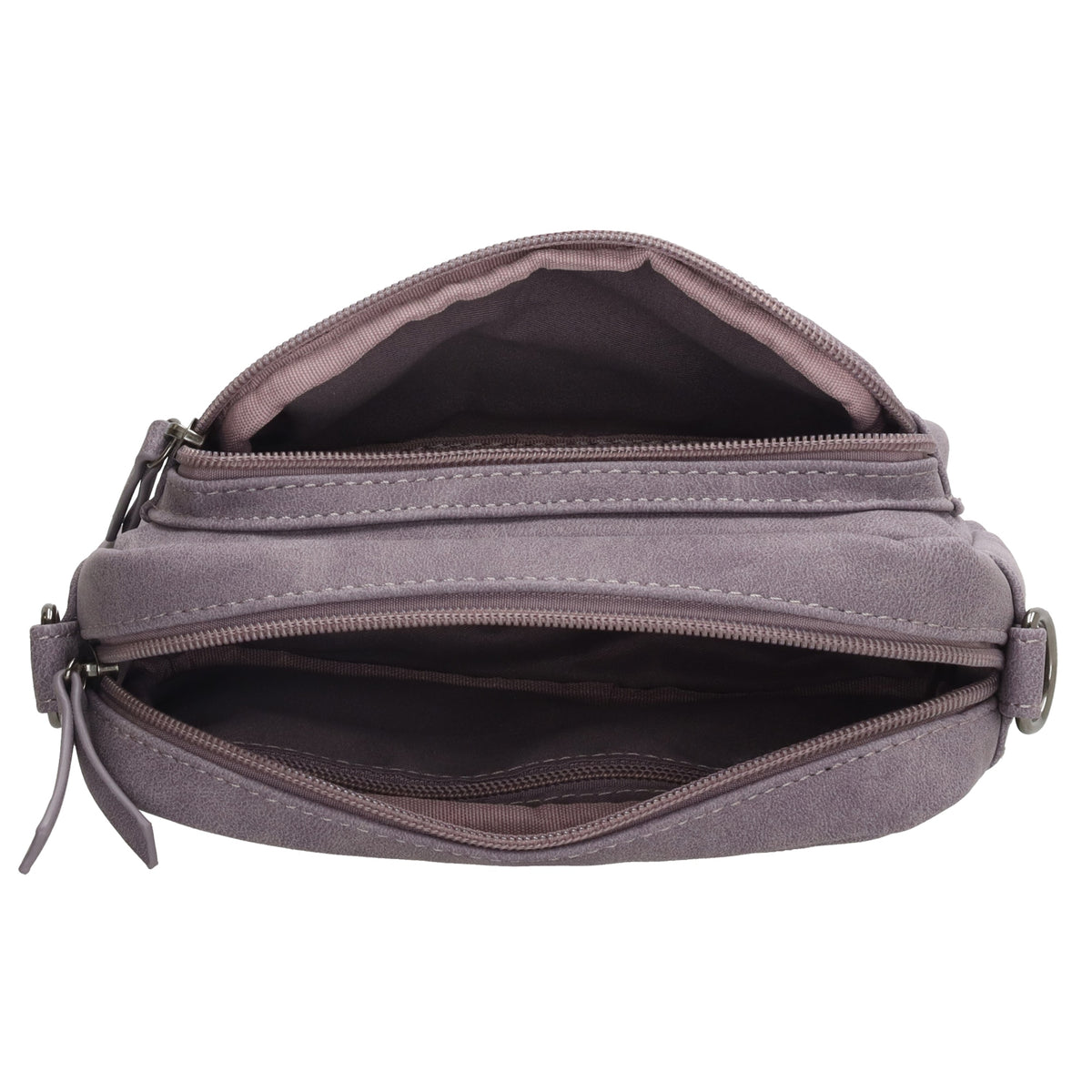 Umhängetasche 18x12cm Lila mit Vortasche in Lederoptik - leder-accessoires.com