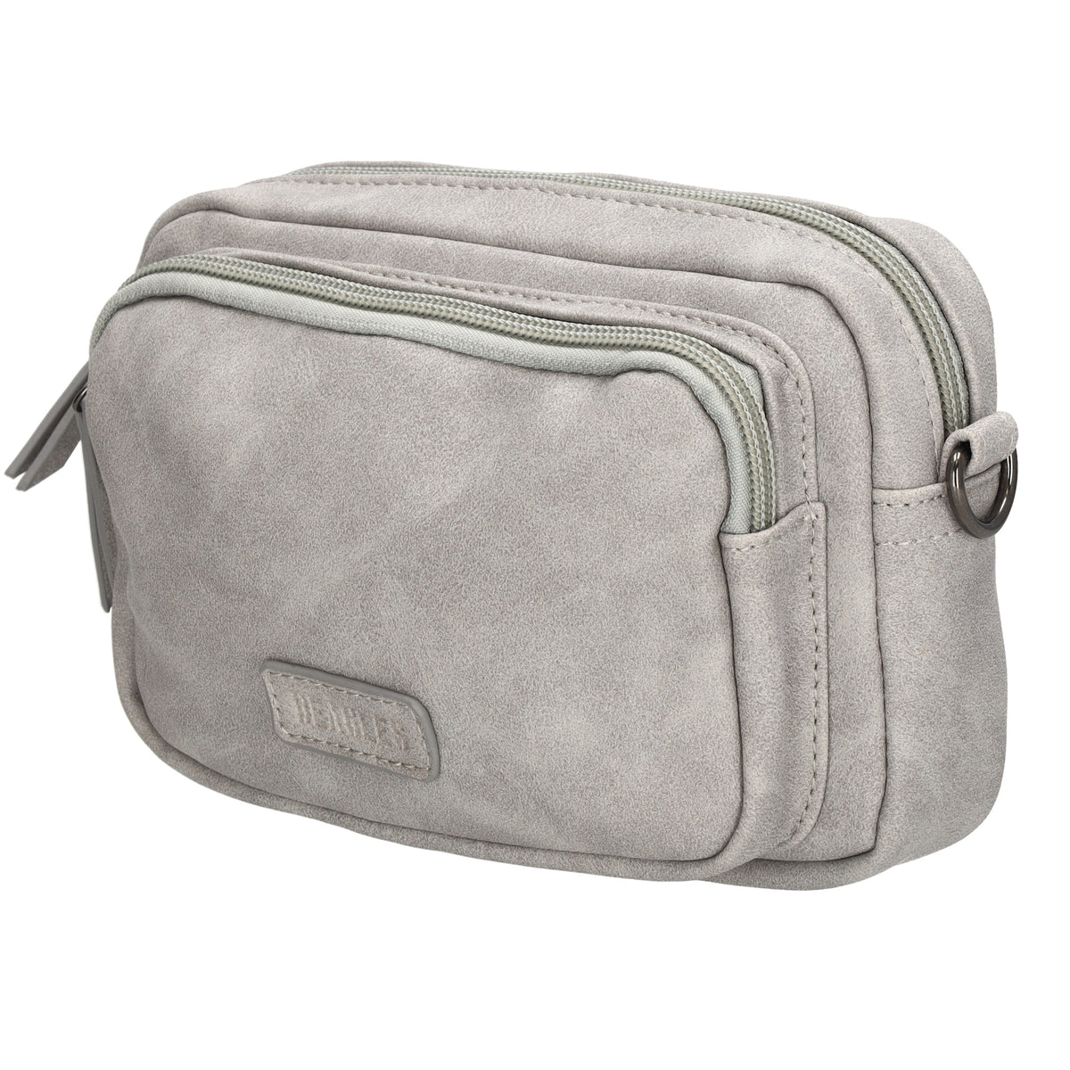 Umhängetasche 18x12cm Grau mit Vortasche in Lederoptik - leder-accessoires.com