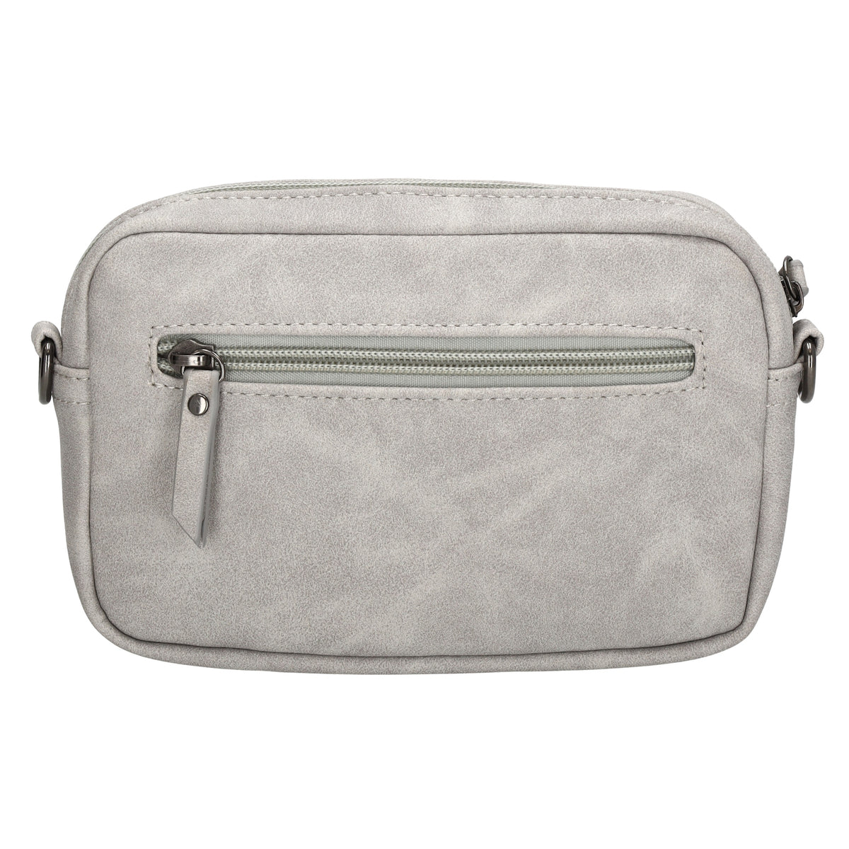 Umhängetasche 18x12cm Grau mit Vortasche in Lederoptik - leder-accessoires.com