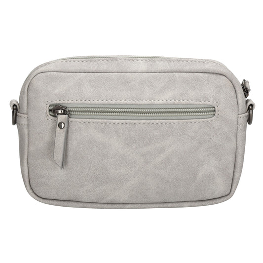 Umhängetasche 18x12cm Grau mit Vortasche in Lederoptik - leder-accessoires.com