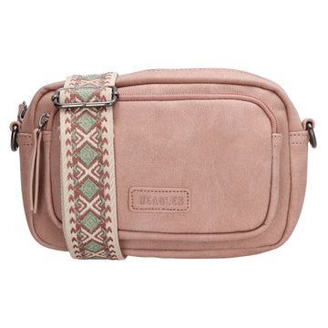 Umhängetasche 18x12cm Hellrosa mit Vortasche in Lederoptik - leder-accessoires.com