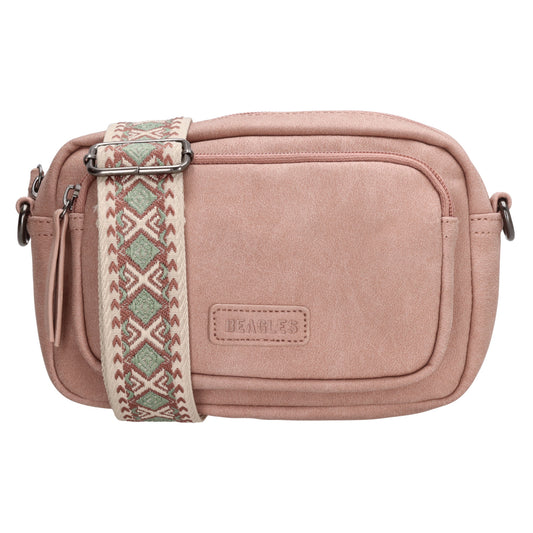 Umhängetasche 18x12cm Hellrosa mit Vortasche in Lederoptik - leder-accessoires.com