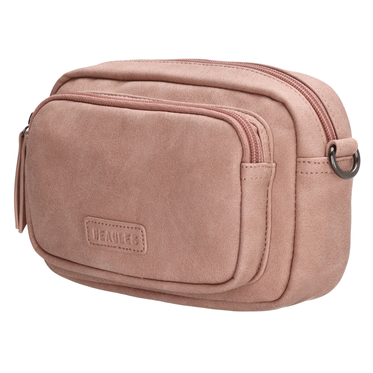 Umhängetasche 18x12cm Hellrosa mit Vortasche in Lederoptik - leder-accessoires.com