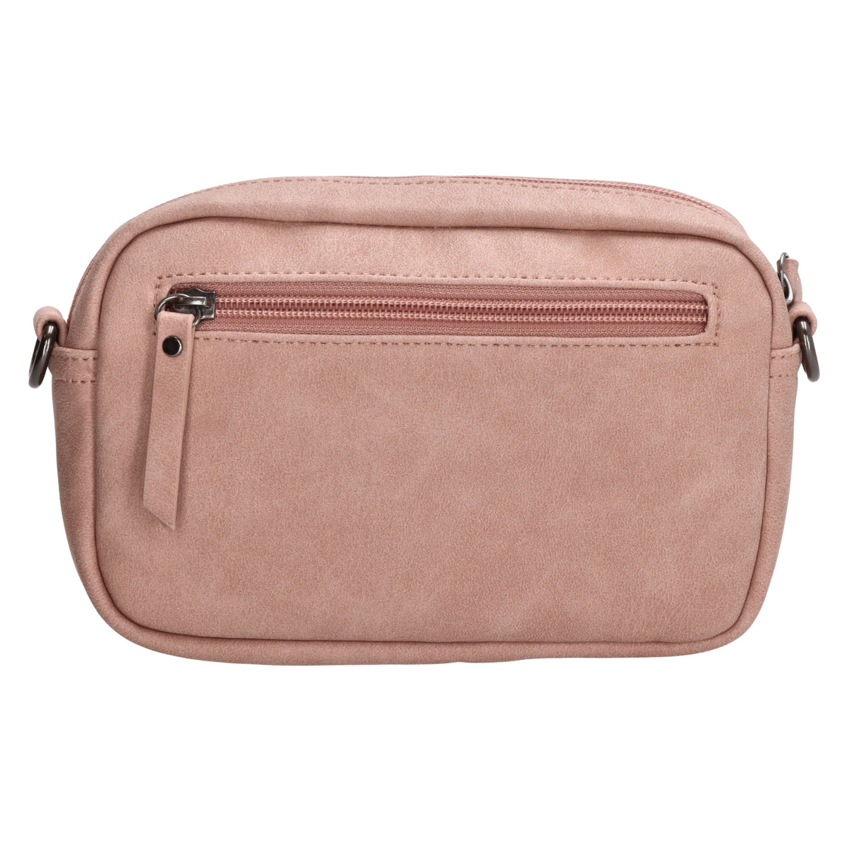 Umhängetasche 18x12cm Hellrosa mit Vortasche in Lederoptik - leder-accessoires.com