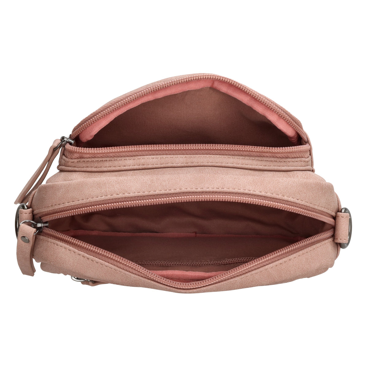 Umhängetasche 18x12cm Hellrosa mit Vortasche in Lederoptik - leder-accessoires.com