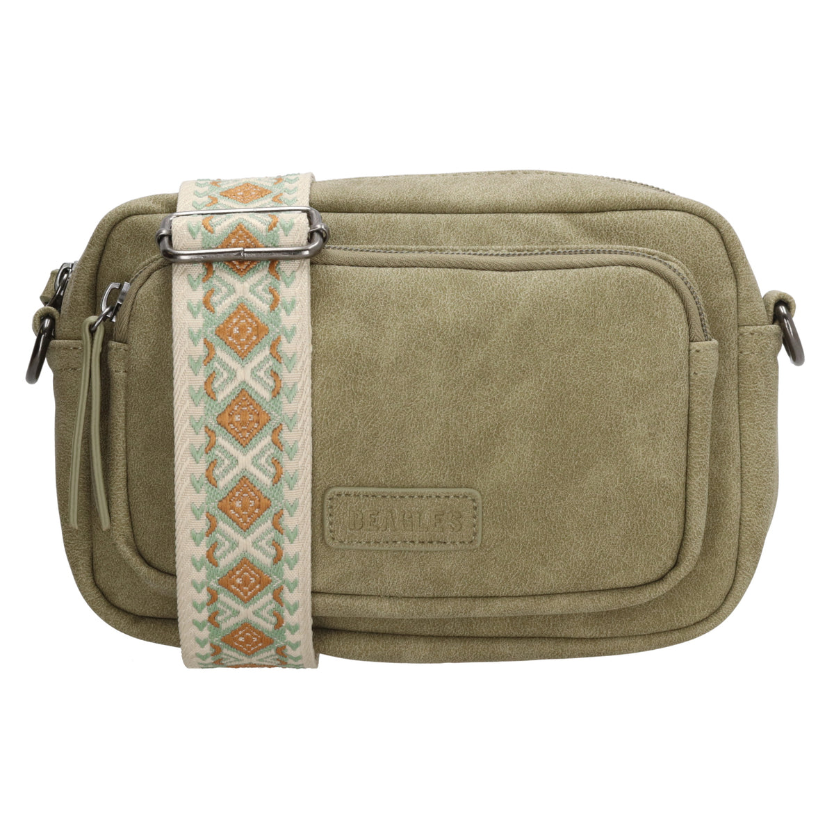Umhängetasche 18x12cm Hellgrün mit Vortasche in Lederoptik - leder-accessoires.com