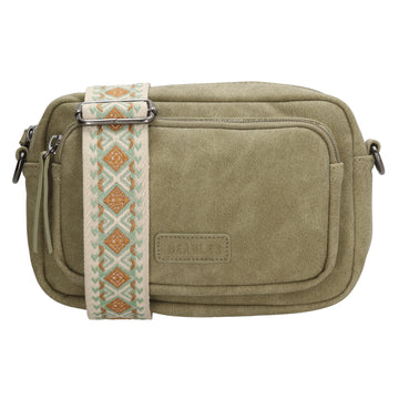 Umhängetasche 18x12cm Hellgrün mit Vortasche in Lederoptik - leder-accessoires.com
