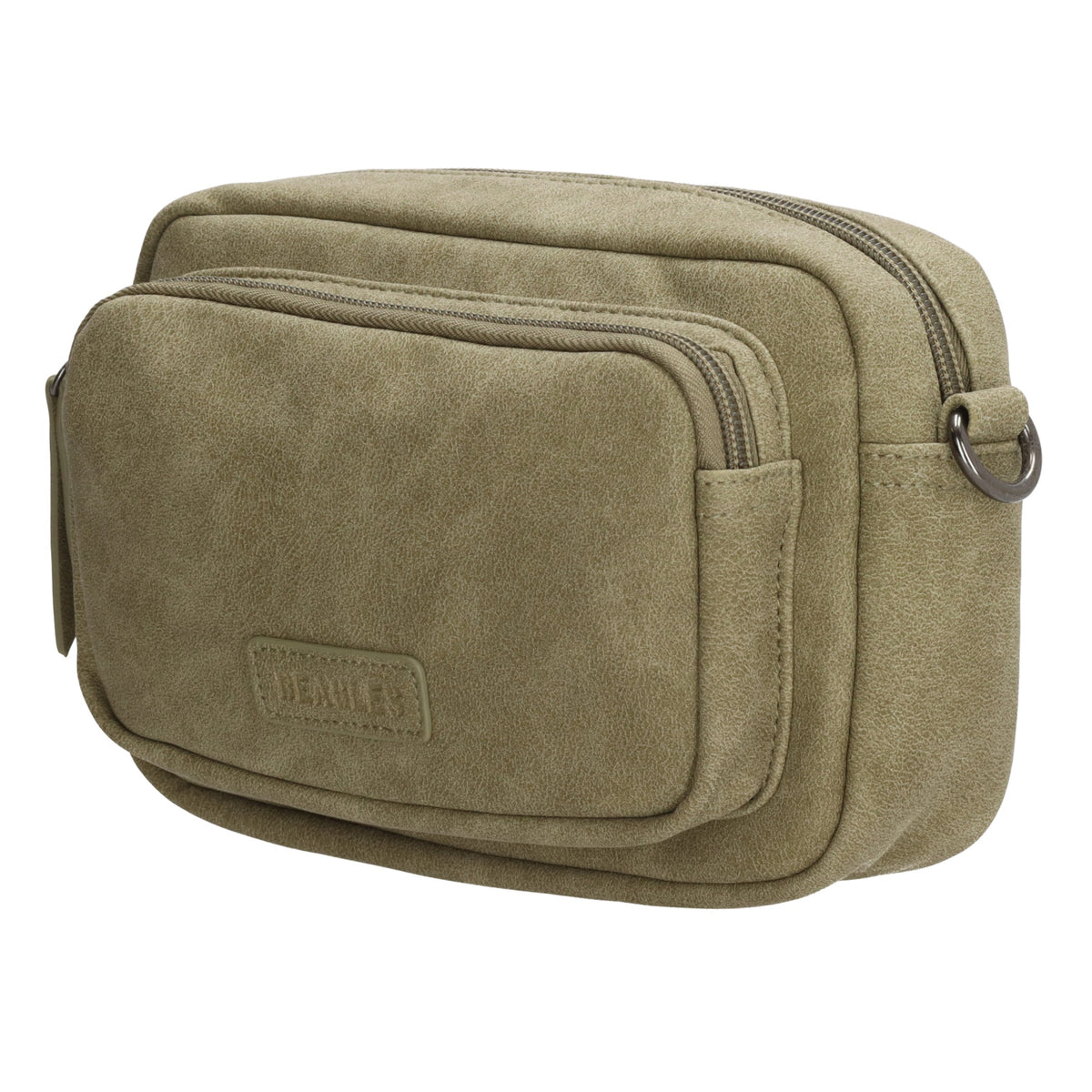 Umhängetasche 18x12cm Hellgrün mit Vortasche in Lederoptik - leder-accessoires.com