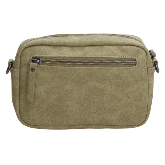 Umhängetasche 18x12cm Hellgrün mit Vortasche in Lederoptik - leder-accessoires.com