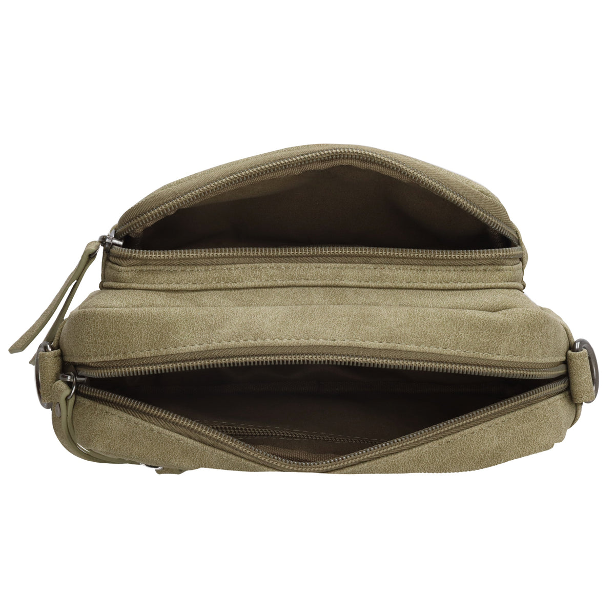 Umhängetasche 18x12cm Hellgrün mit Vortasche in Lederoptik - leder-accessoires.com