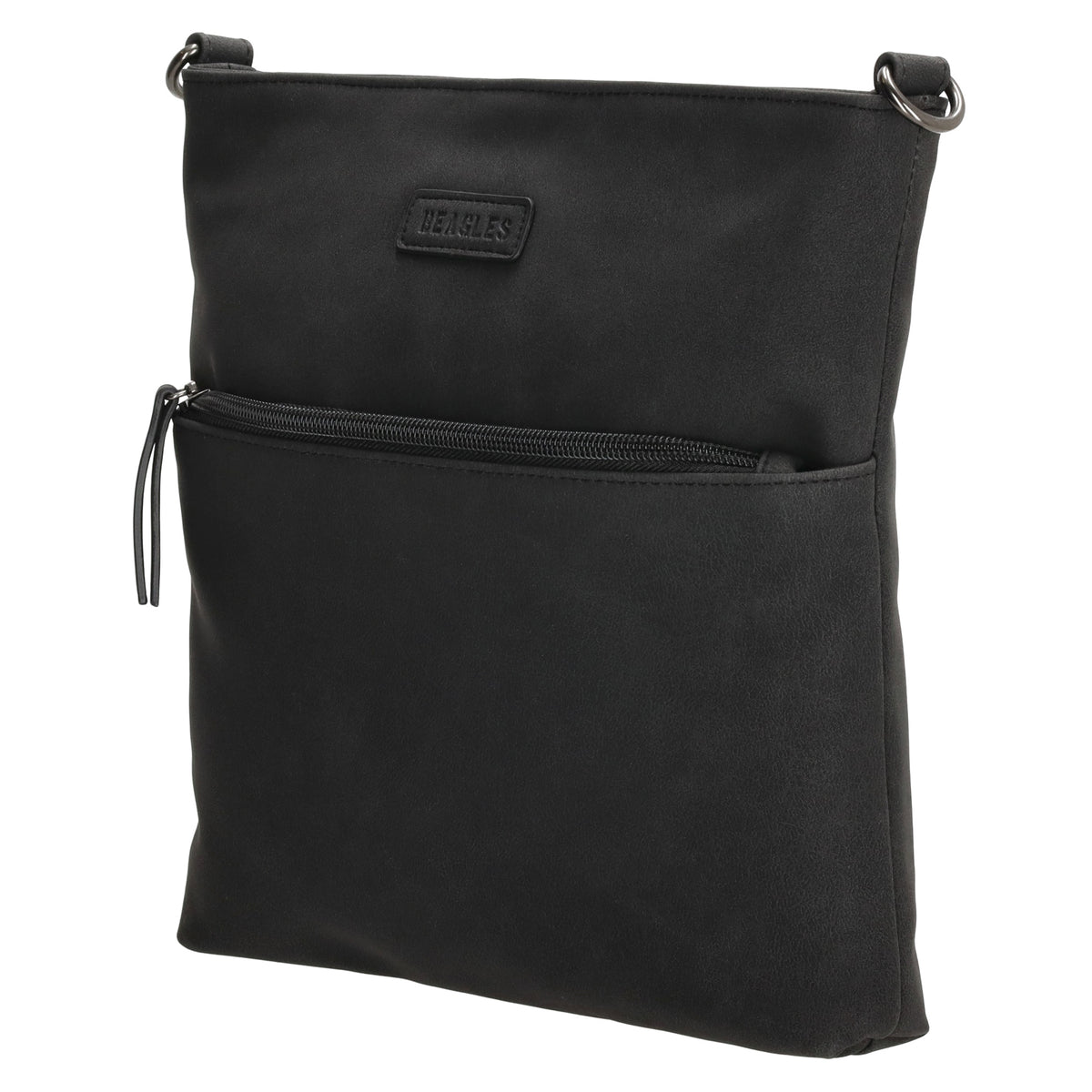 Umhängetasche 26,5x25,5cm Schwarz mit Reißverschluss in Lederoptik - leder-accessoires.com