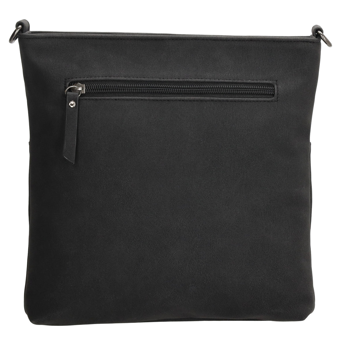 Umhängetasche 26,5x25,5cm Schwarz mit Reißverschluss in Lederoptik - leder-accessoires.com